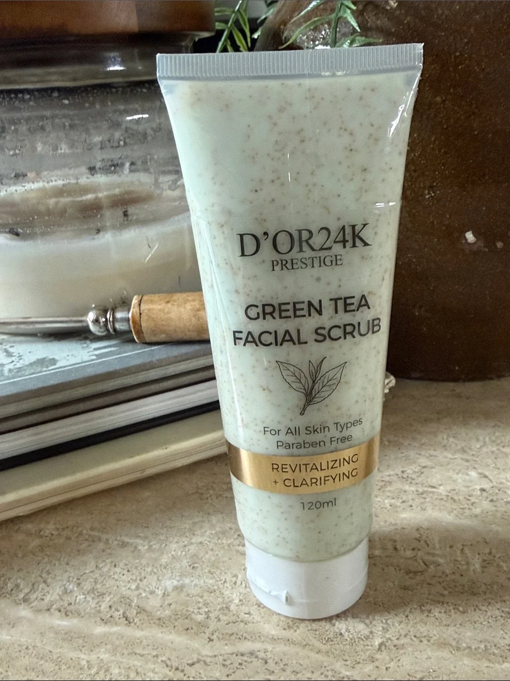 D'OR24K Green Tea Facial Scrub - Revitalizing All Skin Types clarifying New